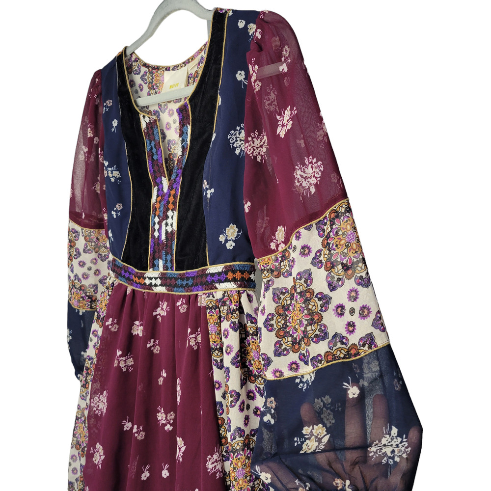 Anthropologie Maeve Quartier Latin Patchwork Velvet Mini Dress Women Sz SP - Picture 5 of 11